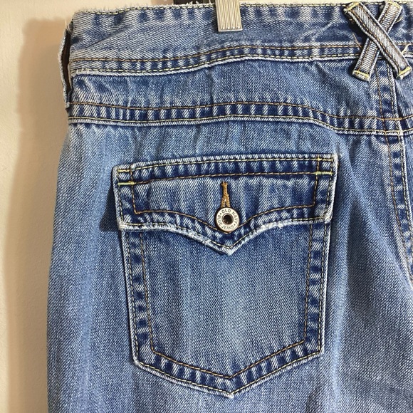 Old Navy Vintage Low Waist Flare Jeans Size 16 Flap Pockets Y2K 2004 - Picture 5 of 14